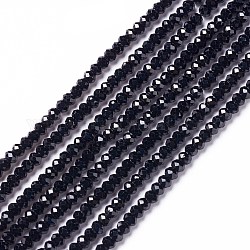 Chapelets de perles en spinelle noir naturel, facette, rondelle, 3x2mm, Trou: 0.5mm, Environ 185 pcs/chapelet, 15.16 pouce (38.5 cm)
