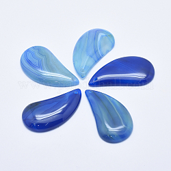 Ciondoli agata naturale , tinto, lacrima, blu, 46~50x24~26x5~7mm, Foro: 1.5~2 mm