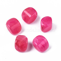 Perles acryliques, style de pierres fines imitation, losange, rose foncé, 12x12x8mm, Trou: 1.8mm, environ 830 pcs/500 g