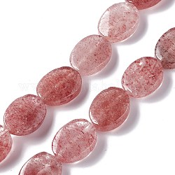 Chapelets de perles aux fraises en quartz naturel, torsion ovale  , 17.5~18.5x12.5~13.5x5.5~6.5mm, Trou: 1mm, Environ 23 pcs/chapelet, 15.43''~16.22'' (39.2~41.2 cm)