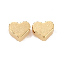 Rack Plating Eco-friendly Brass Beads, Lead Free & Cadmium Free, Long-Lasting Plated, Heart, Real 24K Gold Plated, 6x7x3mm, Hole: 1mm