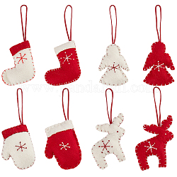 Craspire 8 pieza de guantes de Navidad de fieltro decoración de mano de Navidad con guantes de cuerda de algodón calcetín de ángel reno adorno colgante de Navidad manualidades de fieltro para decoraciones de árbol de Navidad accesorio de fiesta