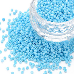 13/0 Perlas de semillas de vidrio, Color macaron, agujero redondo, redondo, cielo azul profundo, 13/0, 2~2.3x1.5mm, agujero: 0.8 mm, aproximamente 450 g / bolsa