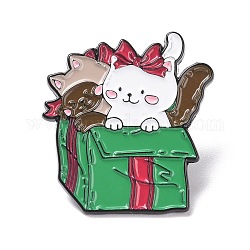 Эмалированная булавка с котом и подарочной коробкой, значок из мультяшного сплава для рюкзака, электрофорез черный, красочный, 30x28x1.5 мм, штифты : 1.3 мм