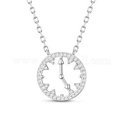 Shegrace rhodié 925 pendentif en argent sterling colliers, avec aaa grade zircone cubique, avec 925 timbre, horloge, platine, 15.75 pouce