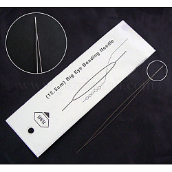 Stainless Steel Big Eye Beading Needles, Stainless Steel Color, 100x0.3mm