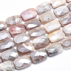 Galvaniser des perles de pierre de soleil naturelles, facette, rectangle, 18x13x5.5~6mm, Trou: 1.5mm, Environ 22 pcs/chapelet, 15.7 pouce