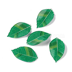 Autumn Theme Acrylic Pendants, for DIY Earring Decoration, Leaf, Green, 43x24x2mm, Hole: 1.6mm