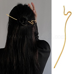 Bastoni dei capelli in ottone, twist, forma s, fermagli per capelli updo, oro, 145x3x1.5mm, Foro: 1.6 mm