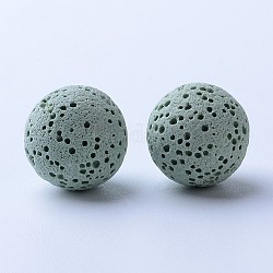 Perles de pierre de lave naturelle non cirées, pour perles d'huile essentielle de parfum, perles d'aromathérapie, teinte, ronde, pas de trous / non percés, vert clair, 12mm