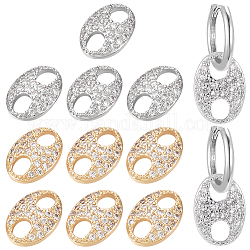 BENECREAT 12Pcs 2 Colors Real 18K Gold & Real Platinum Plated Zirconia Cubic Links, Oval Brass Links Pendant Charms for Bracelet Necklace Jewelry Making, 0.28x0.39inch
