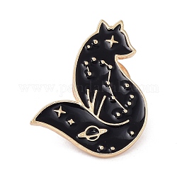 Fox Enamel Pin, Cute Animal Alloy Enamel Brooch for Backpacks Clothes, Light Gold, Black, 26.5x21x10mm