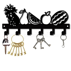 Железные настенные крючки вешалки, декоративная стойка-органайзер с 6 крючком, для сумки ключ для одежды шарф подвесной держатель, фрукты шаблон, металлический черный, 12.6x27 см