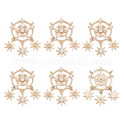 Кулоны Benecreat из латуни с прозрачным кубическим цирконием, снежинка со звездой, золотые, 27 мм, Около 6 шт / коробка