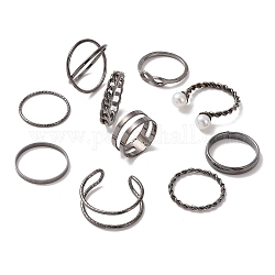 Set di anelli per dita a forma di catena a forma di infinito e criss cross e barbazzale, anelli del polsino avvolgente, anelli aperti per le donne, canna di fucile, diametro interno: 15~19.5mm, 10 pc / set