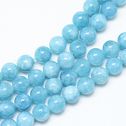 Brins de perles de quartz bleu naturel, imitation couleur amazonite, ronde, teinte, 6mm, Trou: 1mm, Environ 61~66 pcs/chapelet, 14.76~15.16 pouce