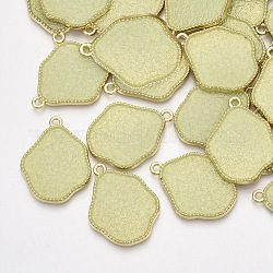 Ciondoli in resina epossidica, con pendenti in lega leggera color oro chiaro, verde chiaro, 28x22x2mm, Foro: 1.8 mm
