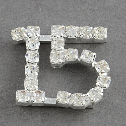 Shining Brass Grade A Crystal Rhinestone Cabochons, No.15, Silver Color Plated, 16x17x4mm