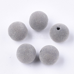 Flocky акриловыми шариками, круглые, светло-серый, 16x15.5~16 мм, отверстие : 2 мм