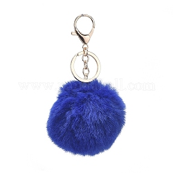 Pom Pom Ball Schlüsselbund, mit Alu-Karabinerverschlüssen und eisernem Schlüsselring, zur Taschendekoration, Schlüsselanhänger-Geschenk und Handy-Rucksack, Licht Gold, Blau, 138 mm