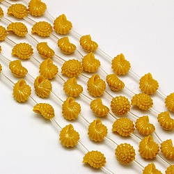 Synthetic Gemstone Coral Beads Strands, Dyed, Conch Sea Snail, Goldenrod, 11x11x7mm, Hole: 1mm, about 26pcs/strand, 19.68inch