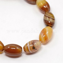 Natural Striped Agate/Banded Agate Barrel Bead Strands, Dyed, 30x20mm, Hole: 2mm, about 13pcs/strand, 15.3inch