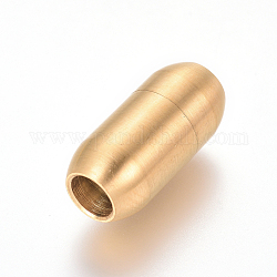 304 Stainless Steel Magnetic Clasps with Glue-in Ends, Ion Plating (IP), Matte, Column, Golden, 19x9mm, Hole: 5mm
