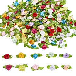 Gorgecraft 200Pcs 10 Colors Polyester Rose Ornaments, for DIY Hair Accessories, Clothing Decoration, Costume, Mixed Color, 27.5~29x14~16x7.5mm, 20pcs/color
