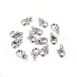 Zinc Alloy Lobster Claw Clasps, Cadmium Free & Lead Free, Platinum, Size: about 7mm wide, 12mm long, hole: 1.5mm