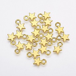 Tibetan Style Stamping Blank Tag Charms Pendants, Christmas Star, Lead Free & Nickel Free, Antique Golden, 10x8x1mm, Hole: 2mm