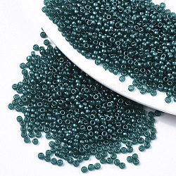 Frosted Opaque Glass Seed Beads, Fit for Machine Eembroidery, Baking Paint, Round, Teal, 2.5x1.5mm, Hole: 1mm, about 20000pcs/bag