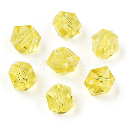 Transparent Acrylic Beads, Faceted, Polygon, Yellow, 8x10x9mm, Hole: 1.6mm, about 1300pcs/500g