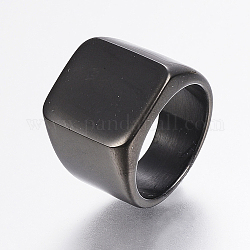 304 anillos de banda de sello de acero inoxidable para hombres, anillos de dedo de ancho de banda, Rectángulo, gunmetal, tamaño de 12, 22mm