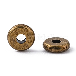 Eco-Friendly Brass Spacer Beads, Long-Lasting Plated, Disc, Cadmium Free & Lead Free, Antique Bronze, 6x2mm, Hole: 2mm
