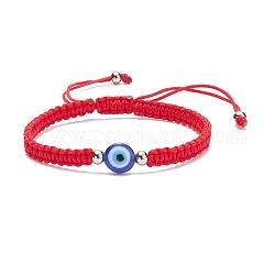 Bracelet de perles tressées en résine mauvais œil, bracelet réglable rouge pour enfant, bleu, diamètre intérieur: 2-1/8~2-7/8 pouce (5.5~7.4 cm)