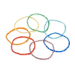 8/0 set di braccialetti elasticizzati con perline di semi di vetro, foro tondo argento rivestito, colore misto, diametro interno: 2-1/4 pollice (5.85 cm), 7 pc / set