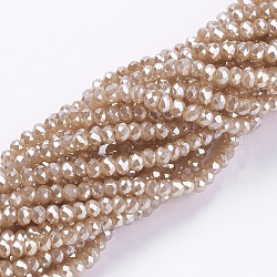 Chapelets de perles en verre électroplaqué, perle plaquée lustre, facette, rondelle, orange, 3x2mm, Trou: 0.8~1mm, Environ 185~190 pcs/chapelet, 15.5~16 pouce (39.3~40.6 cm)