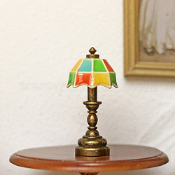 Modèle de mini lampe de table en alliage, accessoires de maison de poupée micro paysage, faire semblant de décorations d'accessoires, colorées, 18x43mm