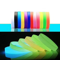 Blank Wristband, Red/Green/Yellow Random Mixed Color Silicone Bracelets, Mixed Color, Inner Diameter: 58mm, 12mm, 200g/bag