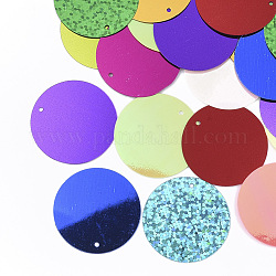 Accesorios del ornamento, paillette plástico pvc / cuentas de lentejuelas, escama brillante láser de una sola cara, plano y redondo, color mezclado, 29x0.4mm, agujero: 1.4 mm, aproximamente 40 unidades / bolsa