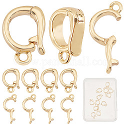 CREATCABIN 14Pcs Brass Fold Over Clasps, with Loop, Real 18K Gold Plated, 10x7x2.5mm, Hole: 1.2mm