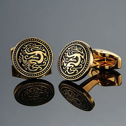 Латунные эмалированные плоские круглые запонки с драконом, для аксессуаров одежды, золотые, 20 мм