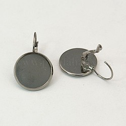 Brass Leverback Earring Findings, Lead Free and Cadmium Free, Gunmetal, 25~27x16mm, Tray: 14mm