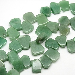 Natural Green Aventurine Nuggets Bead Strands, 18~24x12~19x6mm, Hole: 1mm, 15.74inch