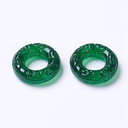 Millefiori a mano a lume perle, anello, verde scuro, 25x6mm, Foro: 12 mm