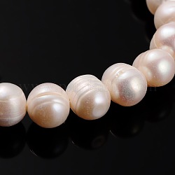 Hebras de perlas de agua dulce cultivadas naturales, redondo, peachpuff, 8~9mm, agujero: 0.8 mm, aproximamente 45 pcs / cadena, 14.17 pulgada