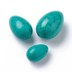 Ciondoli turchese sintetici set, pietra d'uovo, 45~46x30 mm, 39~40x25~25.5 mm, 30~31x20~20.5 mm, foro: 1.5~2 mm, 3 pezzi / set