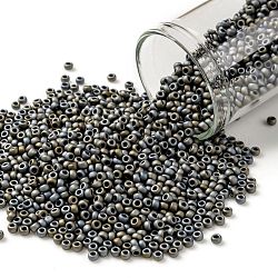 Toho perles de rocaille rondes, Perles de rocaille japonais, (613) couleur mate gris iris, 11/0, 2.2mm, Trou: 0.8mm, environ 1110 pcs/10 g