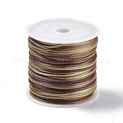 Cordon de fil de nylon teint par segment, corde de satin de rattail, pour le bricolage fabrication de bijoux, noeud chinois, Sienna, 1mm