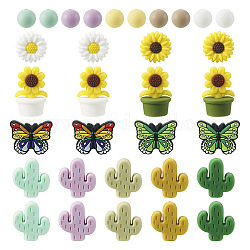 16 Style Silicone Beads, DIY Nursing Necklaces and Bracelets Making, Chewing Pendants For Teethers, Mixed Shapes, Mixed Color, 11.5~26x11.5~23x8~30.5mm, Hole: 2mm, 72pcs/box